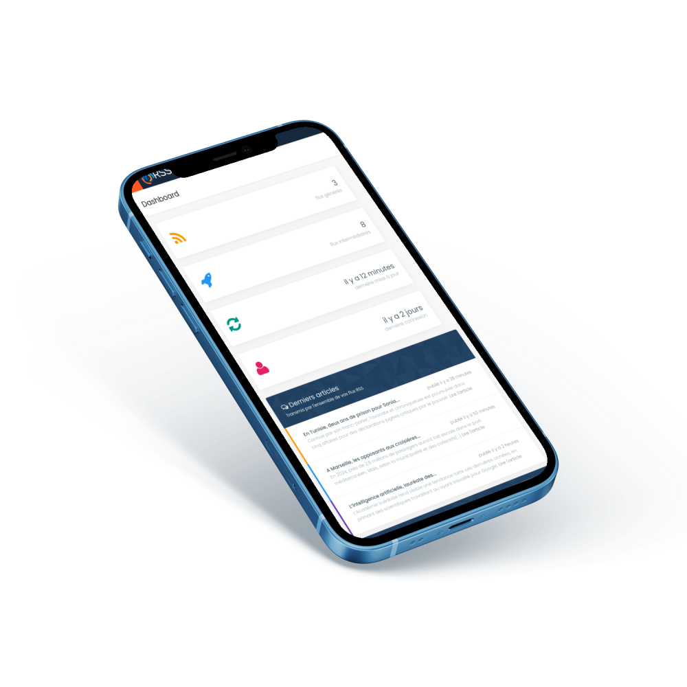 Intégration de la vue Dashboard de RSS Fusion dans l'écran d'un smartphone
